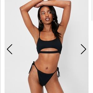 Ribbed Cut Out Tie Bikini Set